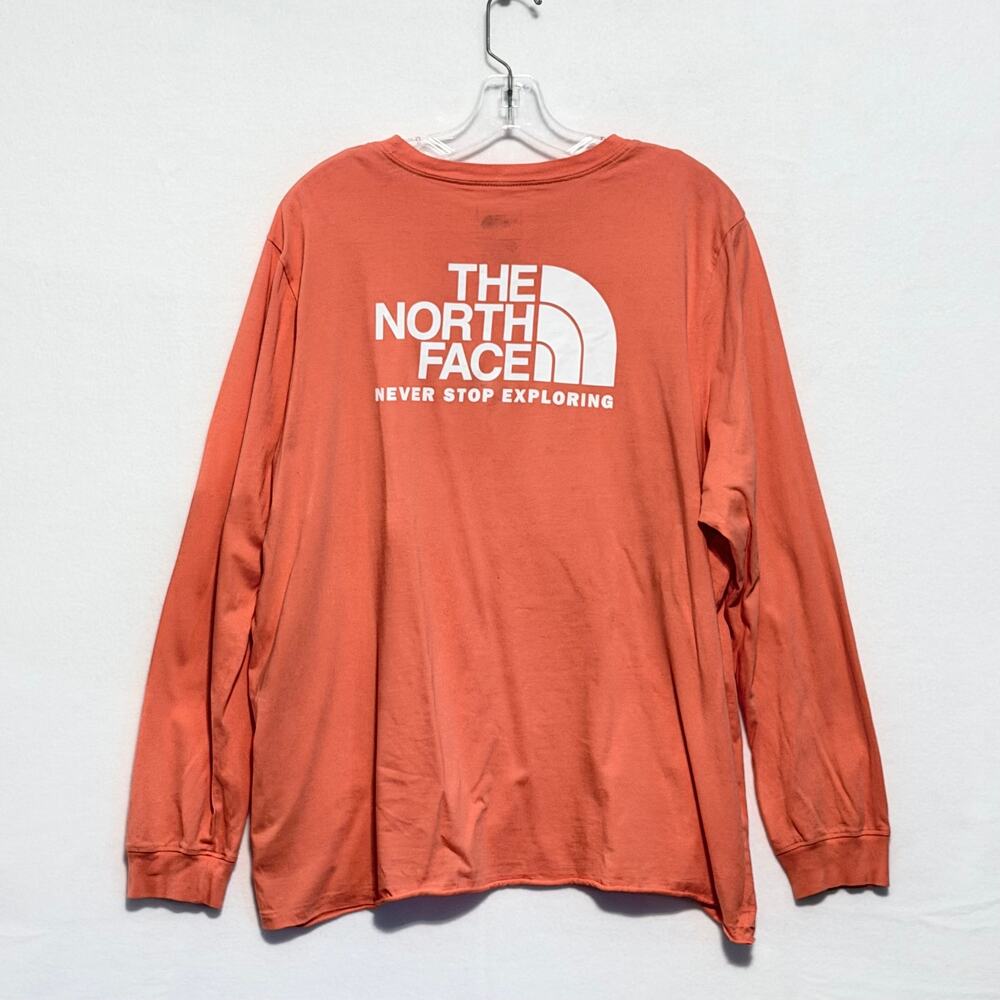 The North Face Never Stop Exploring NSE Long Sleeve T Shirt Orange Peach Womens - Picture 2 of 7